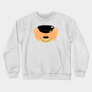 Teddy bear with Leather Cap and Earring Crewneck Sweatshirt